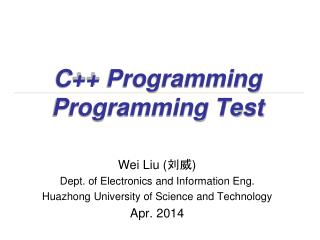C++ Programming Programming Test