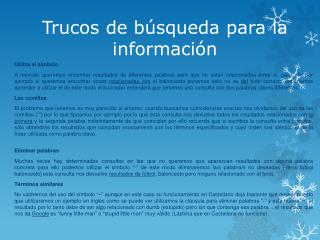 Trucos de búsqueda para la información