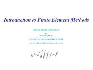 Introduction to Finite Element Methods