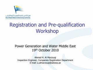 Registration and Pre-qualification Workshop