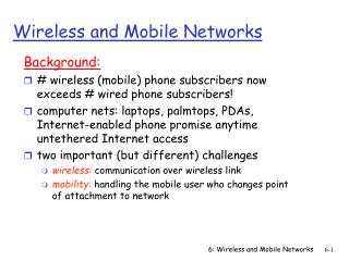 Wireless and Mobile Networks