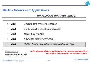 Markov Models and Applications