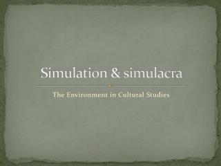 Simulation &amp; simulacra