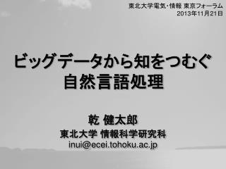 ビッグデータから知をつむぐ 自然言語処理