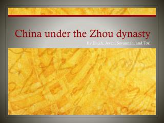 China under the Zhou dynasty