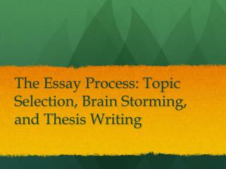 The Essay Process: Topic Selection, Brain Storming, and Thesis Writing