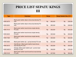 PRICE LIST SEPATU KINGS III