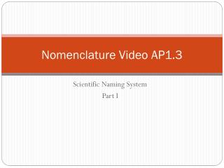 Nomenclature Video AP1.3