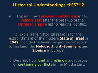 Historical Understandings  SS7H2