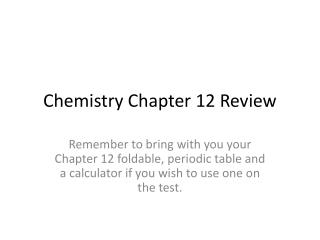 Chemistry Chapter 12 Review