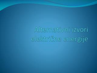 Alternativni izvori električne energije