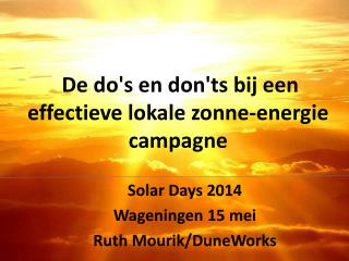 De do's en don'ts bij een effectieve lokale zonne-energie campagne