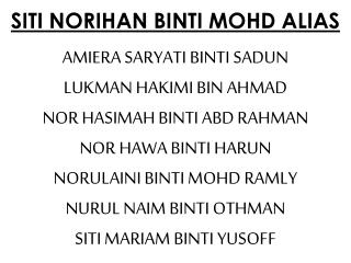 SITI NORIHAN BINTI MOHD ALIAS