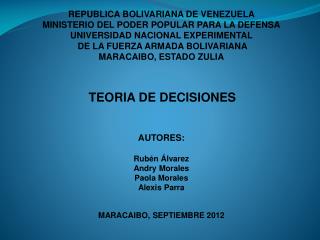 REPUBLICA BOLIVARIANA DE VENEZUELA MINISTERIO DEL PODER POPULAR PARA LA DEFENSA