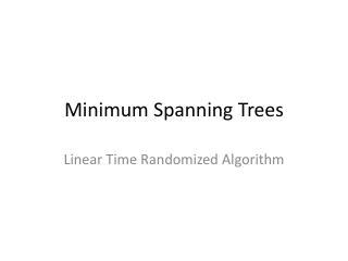 Minimum Spanning Trees