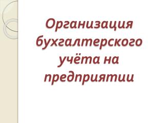 Организация бухгалтерского учёта на предприятии