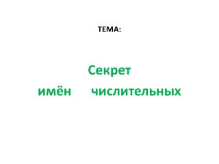 ТЕМА: