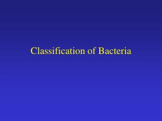 Classification of Bacteria