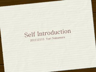 Self Introduction