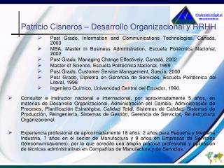 Patricio Cisneros – Desarrollo Organizacional y RRHH