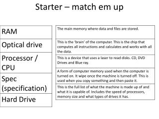 Starter – match em up