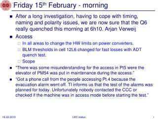 Friday 15 th February - morning