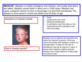 Symptoms of measles include: 