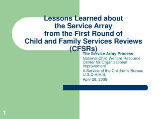 The Service Array Process National Child Welfare Resource Center for Organizational Improvement