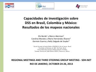 REGIONAL MEETINGS AND THIRD STEERING GROUP MEETING - SDH-NET RIO DE JANERIO, OCTOBER 24-26, 2013