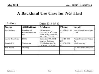 A Backhaul Use Case for NG 11ad