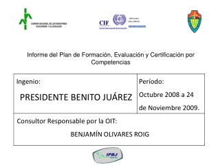 Informe del Plan de Formación, Evaluación y Certificación por Competencias