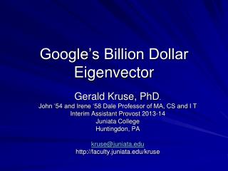 Google’s Billion Dollar Eigenvector