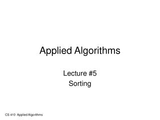 Applied Algorithms
