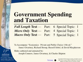 Government Spending and Taxation