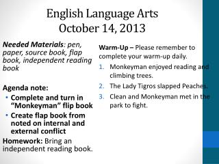 English Language Arts October 14, 2013