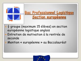 Bac Professionnel Logistique S ection européenne