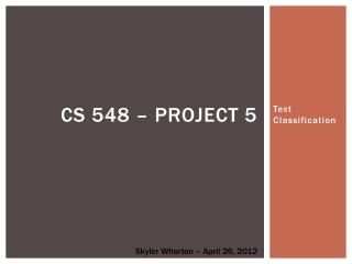 CS 548 – Project 5