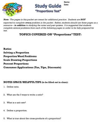 Note: The pages in this packet are meant for additional practice. Students are NOT