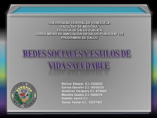 UNIVERSIDAD CENTRAL DE VENEZUELA FACULTAD DE MEDICINA ESCUELA DE SALUD PÚBLICA