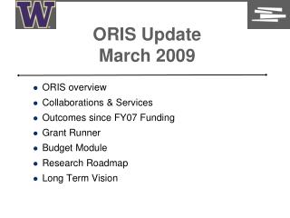 ORIS Update March 2009