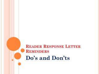 Reader Response Letter Reminders