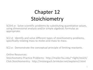 Chapter 12 Stoichiometry