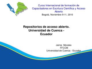 Curso Internacional de formación de Capacitadores en Escritura Científica y Acceso Abierto