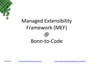 Managed Extensibility Framework (MEF) @ Bonn- to -Code
