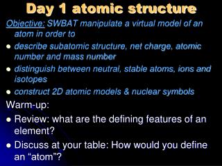 Day 1 atomic structure