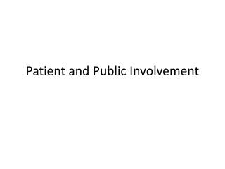 Patient and Public Involvement