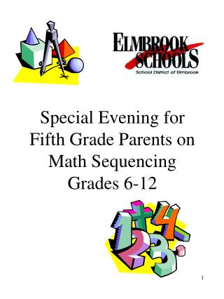 Special Evening for Fifth Grade Parents on Math Sequencing Grades 6-12