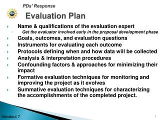 Name &amp; qualifications of the evaluation expert