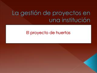 La gestión de proyectos en una institución