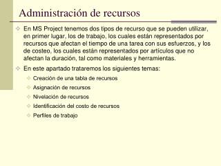 Administración de recursos